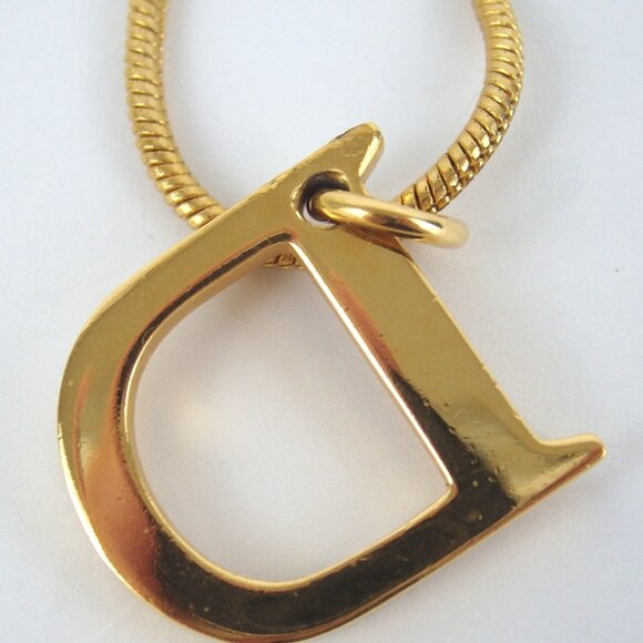 Authentic Christian Dior D logo Necklace metal [Used] - Picture 4 of 9